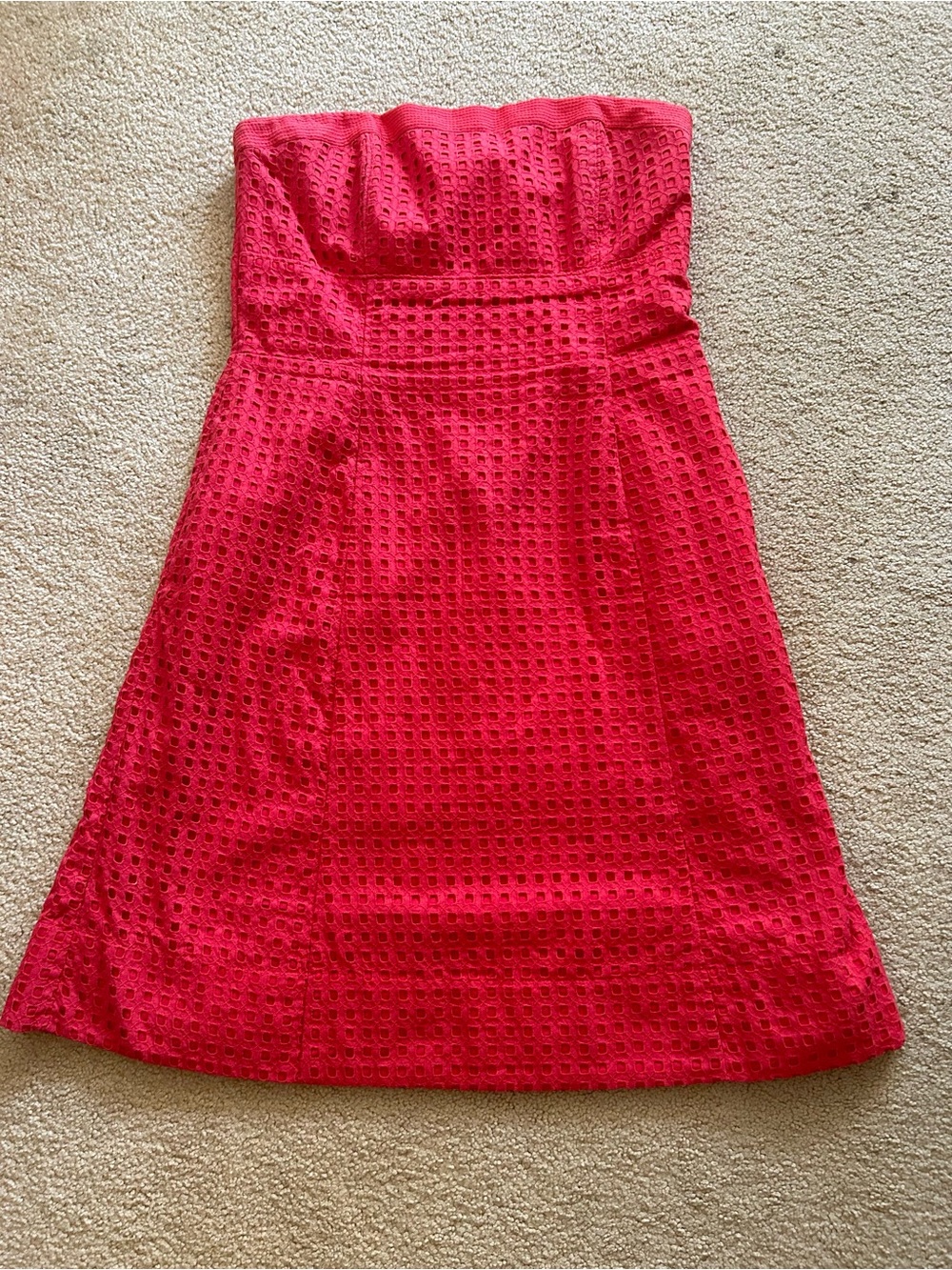 White House Black Market Strapless Eyelet Dress in Hot Pink